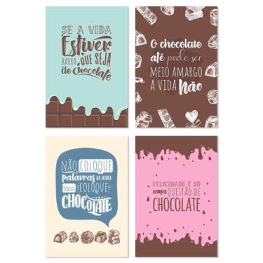Imagem de Placas Decorativas MDF Frases Chocolate 30x40cm Kit 4un - Quartinhos