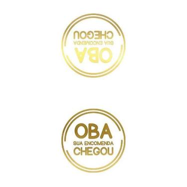 Imagem de Adesivo "Oba Sua Encomenda Chegou" - Ref.2042 - Hot Stamping - Dourado