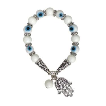 Imagem de Pulseira Olho Grego Mão Hamsá Mau-Olhado Proteção Sorte - Equilíbrio P