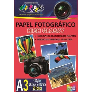 Imagem de Papel Fotográfico A3 Glossy 180 gramas Off Paper - 20 Folhas