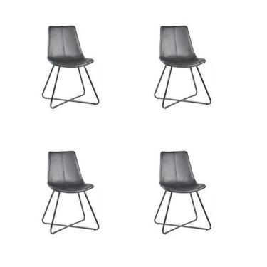 Imagem de Kit 4 Cadeiras Jantar Brenda Preta Poliuretano - Rivatti