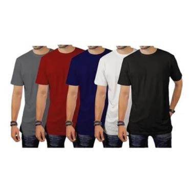 Imagem de Kit 5 Camisetas Masculinas Basica Não Amassa Atacado Oferta - Ponto Ca