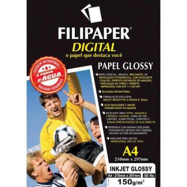 Imagem de Papel Fotográfico INKJET A4 GLOSSY 150G Caixa com 50 - Filiperson