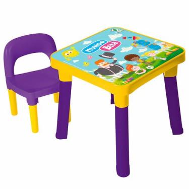 Imagem de Mesa Infantil Colorida Desenho Mundo Bita Mesinha Com Cadeira Educativ