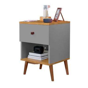 Imagem de Mesa De Cabeceira Mudo Box Quarto Cama Naty Cinza Nature - J & A