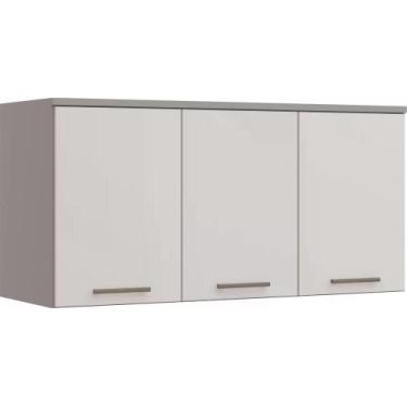 Imagem de Armário Aéreo Modulado Elegance 3 Portas - Cinza/Off White - Móveis Ca