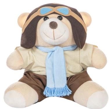 Imagem de Urso Aviador Baloeiro 18cm Menino Para Bebê Nicho De Presente Brinqued