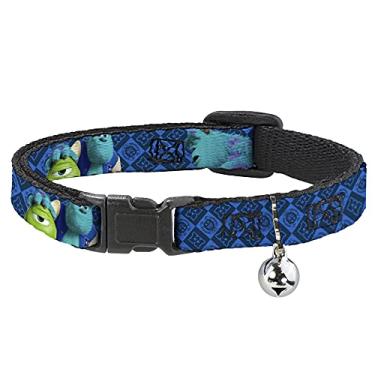 Imagem de Buckle-Down Coleira Breakaway Cat - Monsters University Sulley & Mike Poses/Damas Azul - 1,27 cm de largura - Serve no pescoço de 20,38 a 30,48 cm - Médio