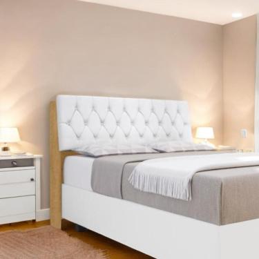 Imagem de Cabeceira Estofada Yasminne Queen Naturalle Com Capitonê Branco