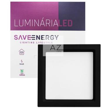 Imagem de Luminária Painel Plafon Led Embutir Recuada 22x22 20w 5700k Jet Black 