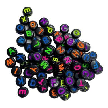 Imagem de Miçanga Letras Redondas Para Fazer Pulseiras Infantil Colar Bijuterias