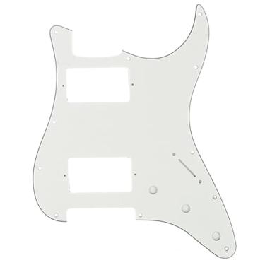 Imagem de Musiclily Pro 11 Furos Escudo HH Pickguard Strato para Guitarra Fender EUA/Mexicana Made Stratocaster Standard Estilo Moderno, 3 Camadas Branco