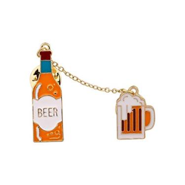 Imagem de HOLLP Broche de vinho tinto, café, cerveja, pingente personalizado, presente de torcida para namorada amada, Metal, Liga metálica.