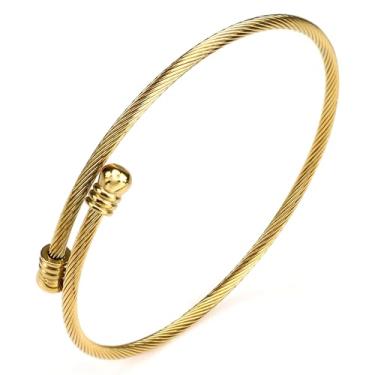 Imagem de Dorriss Pulseira de cabo para mulheres, joias modernas, marca de arame, retrô, antigas, pulseiras com berloques inspirados em designers, joias de aniversário, Large, Aço inoxidável, Sem pedras