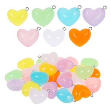 Imagem de LUBINGSHINE 30 pingentes de estrela luminosa solar brilhante coração lua, resina mista que brilha no escuro pingente de estrela para fazer joias faça você mesmo, decoração de festa, Resina, Sem Pedra