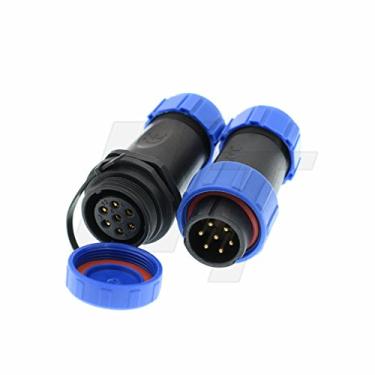 Imagem de HangTon HE21 7 pinos macho fêmea cabo conector à prova d'água tomada aviação rápida desconexão para LED/marinho/iluminação aplicação