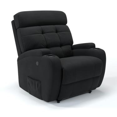 Imagem de Poltrona do Papai Reclinável elétrica em Linho - Modelo Florença Damie (Preto)