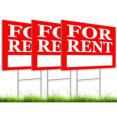 Imagem de Pacote com 3 placas de 30,5 x 20,3 cm para alugar face única - placa de gramado para casa para aluguel para corretor de imóveis, proprietário de casa - para aluguel de casa apartamento carro loja de