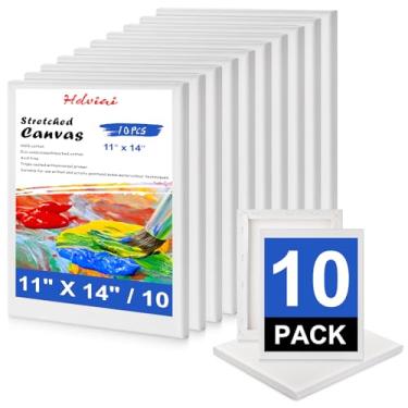 Imagem de Hdviai tela esticada para pintura - pacote de valor de 11 x 14 polegadas / 10 telas - primer triplo sem ácido 100% algodão tela em branco para pintura suprimentos óleo e acrílico derramando