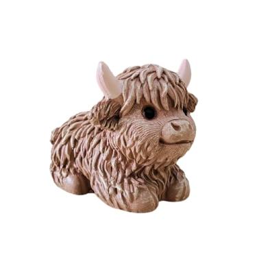 Imagem de wsmart Estátua de vaca Highland decoração de vaca entusiasta de vaca prateleira de mesa bandeja de mesa sala de estar quarto casa fazenda decoração estatueta (resina marrom)