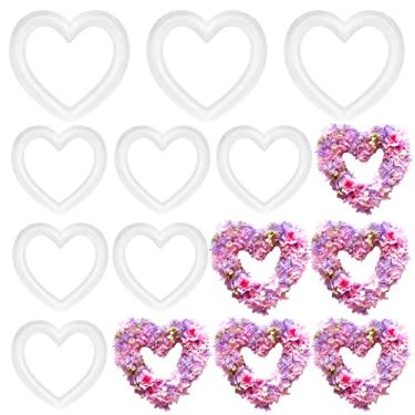 Imagem de 8 peças de guirlanda de coração de espuma de isopor branco para artesanato, guirlanda de espuma de coração, corações de poliestireno e isopor para artesanato, moldura de espuma em forma de coração, para decoração de festas artesanais, 4 tamanhos