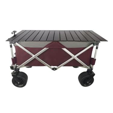 Imagem de carroça Carrinho de vagão removível com rodas, carrinho utilitário dobrável para quintal de mercearia, carrinho de praia oxford para viagem e acampamento dobrável