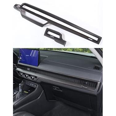Imagem de Para Honda CRV 2023 Acabamento de painel de console central, acessórios interiores de madeira para novos CR-V, capas de atualização de luxo para CR-V LX, EX, EX-L, Sport Hybrid, Sport Touring Hybrid - Madeira