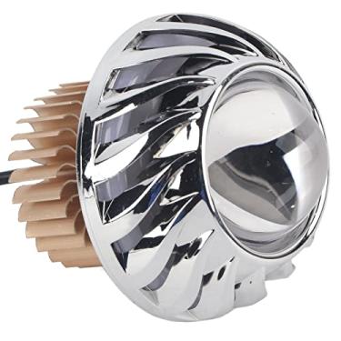 Imagem de 8,5 cm/3,35 pol LED farol de motocicleta lâmpada LED projetor lente única halo anjo diabo olho olho luz alta feixe baixo (azul)