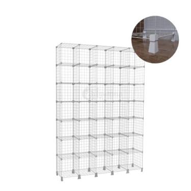 Imagem de Estante Prateleira Expositor Aramado 35 Nichos Vertical Branco Organiz