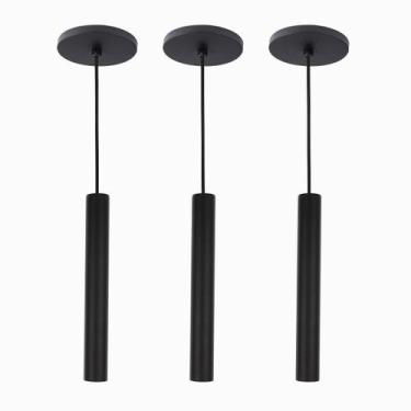 Imagem de Kit 3 Pendente Tubo Palito Moderno 30cm - Preto - Trybo 