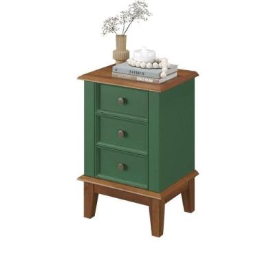 Imagem de Mesa de Cabeceira Filipa 3 Gavetas cor Verde 42cm - 64407 - Sun House
