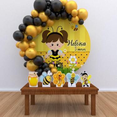 Imagem de Kit Festa Painel Redondo PERSONALIZADO Abelhinha 01 - IMPAKTO VISUAL