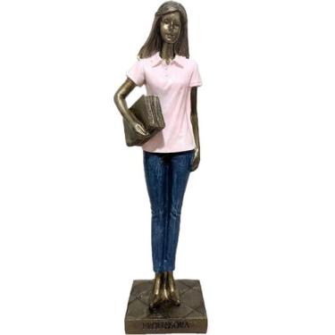Imagem de Estatueta Profissão Professora Escultura Enfeite Resina 24cm - Gici De