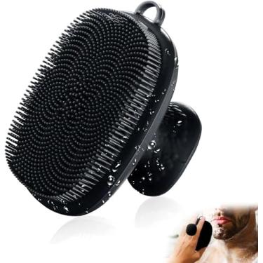 Imagem de VWMYQ Esfoliante facial de silicone para homens Escova de limpeza facial de silicone Escova manual de limpeza à prova d'água Cuidados com a pele Escovas de rosto para limpeza e esfoliação (preto)