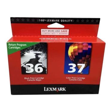 Imagem de Conjunto de cartuchos de tinta Lexmark 18C2229 36 37 X3650 X4650 X5650 X6650 X6675 Z2420 (preto e colorido, pacote com 2) em embalagem de varejo