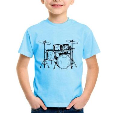 Imagem de Camiseta Infantil Bateria Música - Foca na Moda, Azul bebê, 10