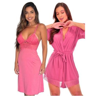 Imagem de Kit Camisola de Amamentação Gestante com Abertura fácil Robe Roupão Ba