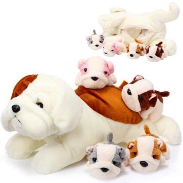 Imagem de Cachorro de Pelúcia Skylety com 1 Mamãe e 4 Bebês
