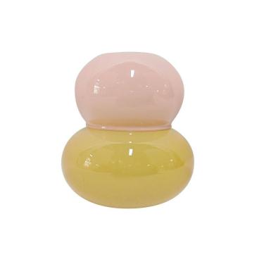 Imagem de Garrafa Decorativa de Vidro Rosa e Amarelo 8,5cm BX0011 BTC