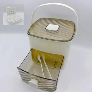 Imagem de Máquina de gelo eficiente e caixa de armazenamento – fabricação de gelo rápida e fácil para sua conveniência máxima (2 bandejas, 1 grampo de gelo)