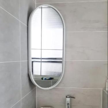 Imagem de Canto giratório, espelho de banheiro oval, 30X50cm,35X60cm,40X80cm,40X90cm Espelho decorativo com moldura, espelho de maquiagem, moldura de alumínio, HD, à prova de explosão, preto, dourado,