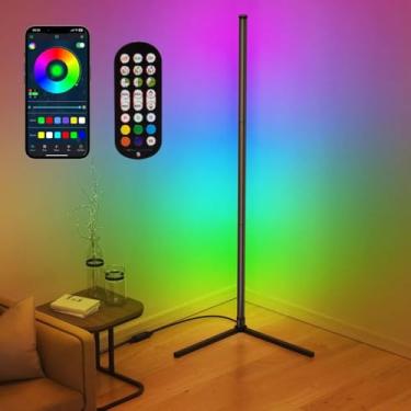 Imagem de Luminária Piso Canto Com Luminária Pé Controle Remoto, Bluetooth RGB