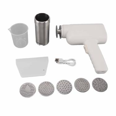 Imagem de Fabricante de Massas Elétricas, Máquina de Prensa de Macarrão, Fabricante de Macarrão Automático Portátil, Máquina de Cozinha de Macarrão Caseiro Sem Fio 5 Em 1 (Branco)