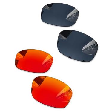 Imagem de Combine8 2 pares de lentes de reposição ploarizadas para óculos de sol Oakley Fives Squared OO9238/Fives 3.0/Fives Squared Asian Fit (AF) OO9214 - preto + vermelho fogo