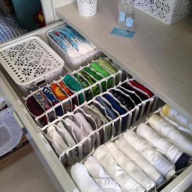 Imagem de Kit 6 Organizadores De Gavetas (calcinhas, Meias, Cuecas) Transp. Bran