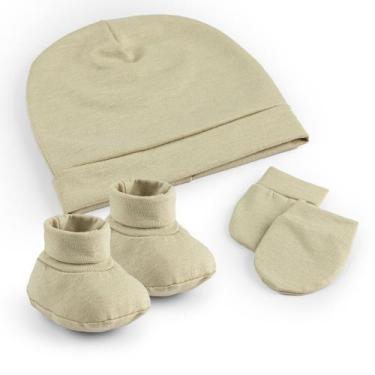 Imagem de Kit Maternidade Menina e Menino Touca Luva e Sapatinho Malha 100% Algo