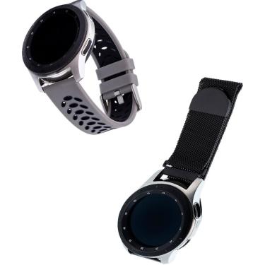 Imagem de COMit - Kit de banda esportiva universal de silicone e malha p/ smartwatch com 2 pacotes p/ Samsung Galaxy 22mm - tecido preto/cinza/preto-54286BBR