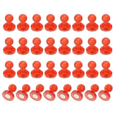 Imagem de PATIKIL 32 pinos de ímãs, 0,8 x 0,6 ímãs de geladeira fortes, quadro branco magnético, tachinhas decorativas para geladeira, armário, calendário, escritório, laranja