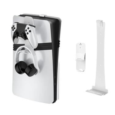 Imagem de Compatible with PS5 Pro/Slim/Console Wall Mount Bracket with Storage Hook & Controller Headset Hanger for PlayStation 5 Console Accessories Organization (White)