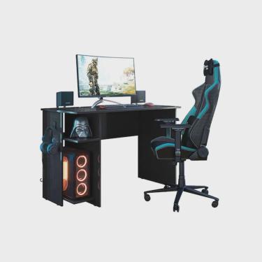 Imagem de Mesa Para Escritório e Gamer 3875 Preto Fosco Qmovi